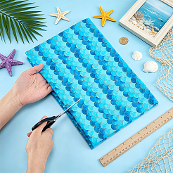Tela de algodón con estampado de escamas de pescado&nbsp;DIY-WH0750-430A