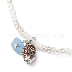 8 стиль летние эластичные браслеты на щиколотку из натурального жемчуга и круглых стеклянных бусин AJEW-AN00670