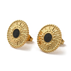 Ионное покрытие (ip) плоские круглые серьги-гвоздики из нержавеющей стали 304 EJEW-C114-10B-G