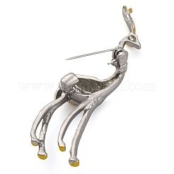ヘラジカ合金ブローチ  バックパックの服のための動物の鹿の合金バッジ  プラチナ·ゴールデン  80x21.5mm&nbsp;JEWB-Z031-04P