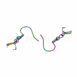 イオンプレーティング（IP）304ステンレスフック  耳ワイヤー  アイスピックピンチベイル付き  虹色  19x26~28mm  21ゲージ  ピン：0.7mm&nbsp;STAS-N092-136M