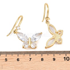 Латунные серьги-подвески в виде бабочки с прозрачными кубическими циркониями&nbsp;EJEW-A156-03G