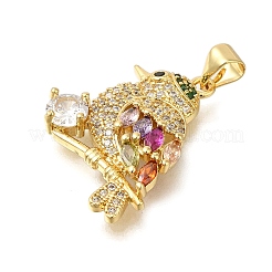 Подвески в виде птицы-малиновки с покрытием из латуни с микропаве из кубического циркония&nbsp;ZIRC-F142-10G