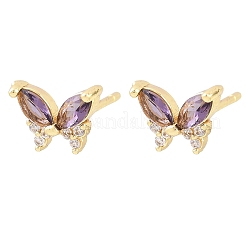Boucles d'oreilles en laiton avec micro pavé de zircons cubiques pour femmes&nbsp;KK-A305-06G