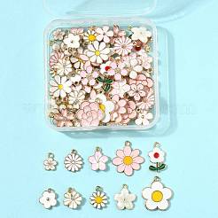 80個20スタイルアロイエナメルペンダント  花  ミックスカラー  12~22.5x9~20.5x1~4mm  穴：1.2~2mm  4個/スタイル&nbsp;ENAM-FS0004-21