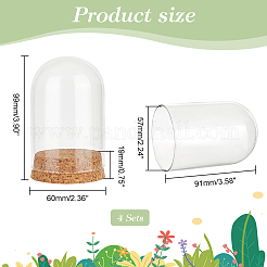 4 комплект витрин с прозрачными стеклянными куполообразными банками AJEW-PH0011-24B