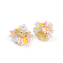 Серьги-гвоздики из цветочного стекла и пластика FS-WG119A6-03