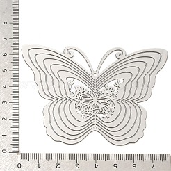 201 ステンレススチール レーザーカット バタフライリンク コネクタ チャーム  ステンレス鋼色  60.5x79.5x0.3mm  穴：1.4mmと1.9mm&nbsp;STAS-S147-05