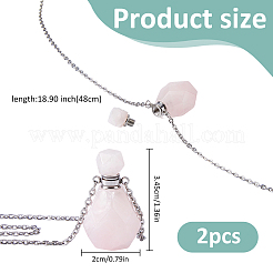 Pendentif flacon de parfum facetté en quartz rose naturel&nbsp;NJEW-WH0002-268C