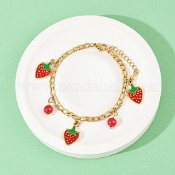 Браслеты с подвесками из нержавеющей стали 304 с эмалью для женщин&nbsp;BJEW-G747-01G