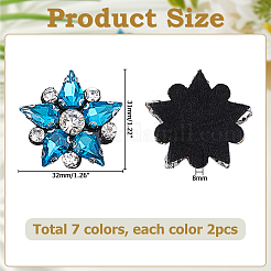 14 шт. 7-х цветные нашивки со стразами для термоприклеивания/пришивания DIY-HS0001-95