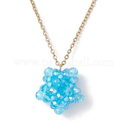 Подвеска в виде звезды из стеклянного бисера ручной работы из нержавеющей стали 304&nbsp;NJEW-MZ00118-04