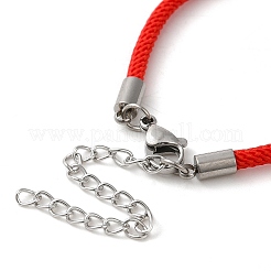 ミラノコード＆304ステンレススチールブレスレットの作り方  丸皿付き  レッド  トレイ：6mm  7-1/8インチ（18.1cm）&nbsp;MAK-H004-02A-P02
