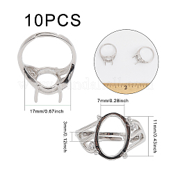 10 Stück verstellbare Fingerringkomponenten aus Messing&nbsp;KK-CA0002-19