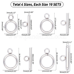 40セット4スタイル304ステンレススチールマンテル  リング  ステンレス鋼色  16.5x12x2mm  穴：3mm&nbsp;STAS-UN0020-93P
