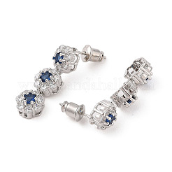 Orecchini a bottone con micro pavé di zirconi cubici in ottone placcato a cremagliera&nbsp;EJEW-I304-10P-05