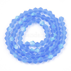 Imitez des brins de perles en verre givré bicône en cristal autrichien&nbsp;GLAA-F029-TM4mm-A07