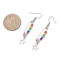 Комплекты из подвесных серег и ожерелий из стеклянных бусин чакра SJEW-JS01364