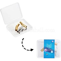 チューブ 304 ステンレススチール バヨネット留め金  ジュエリーパーツ  コラム  ゴールデン·ステンレス鋼色  28x7x7.5mm  穴：5mm  2色  2セット / カラー  4セット /箱&nbsp;STAS-UN0001-92