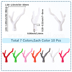70個 7色 不透明アクリル模造サンゴビーズ連売り  ナゲット  ミックスカラー  46~48x34~35x7~8mm  穴：1.4mm  10個/カラー&nbsp;SACR-SC0001-38