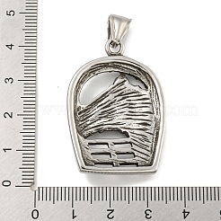 316サージカルステンレスペンダント  馬のチャーム付きアーチ  アンティークシルバー  39x27x6.9mm  穴：7.5x3.6mm&nbsp;STAS-E212-124AS