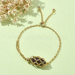 Braccialetti con cursore a maglie bullet con ametista naturale&nbsp;BJEW-JB09902-05