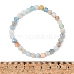 Braccialetti elasticizzati con perline rotonde di acquamarina naturale da 6 mm&nbsp;BJEW-JB14423