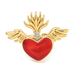 Покрытие стойки латунные прозрачные кольца с фианитом открытые манжеты&nbsp;RJEW-S411-01G-10