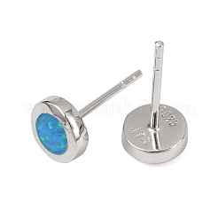 Плоские круглые серьги-гвоздики с опалом JE1124A