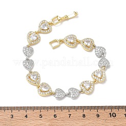 Herzförmige Gliederarmbänder mit Mikropavé-Fassung aus klaren Zirkonia für Damen&nbsp;BJEW-C156-08B-GP