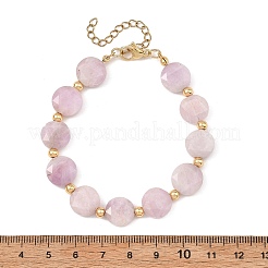 Braccialetti da donna con perline distanziatrici in kunzite naturale e ottone.&nbsp;BJEW-JB14112-01