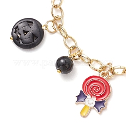 Braccialetti con ciondoli in lega smaltata a tema Halloween per donna&nbsp;BJEW-JB12110-03