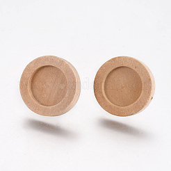 ウッドスタッドピアスのパーツ  鉄パーツ  フラットラウンド  プラチナ  淡い茶色  トレイ：12mm  18x4mm  ピン：0.8mm  10個/袋&nbsp;WOOD-WH0021-12E