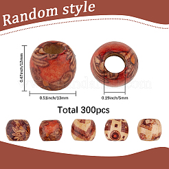 3 пакетик печатных деревянных крашеных бусин WOOD-SC0002-20