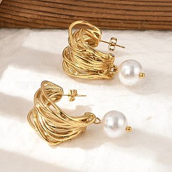 Серьги-гвоздики из нержавеющей стали 304 в форме буквы С EJEW-M073-05G