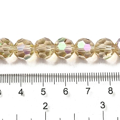 電気メッキ透明ガラスビーズ連売り  ファセット（32ファセット）  ラウンド  虹メッキ  淡い茶色  10mm  穴：1.2mm  約65~69個/連  23.03~24.49インチ（58.5~62.2cm）&nbsp;X-EGLA-A035-T10mm-L22