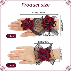 2 par de guantes de encaje de terciopelo rosa de 2 estilos&nbsp;AJEW-GF0010-63
