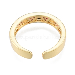 Открытая манжета с сердцем из кубического циркония пурпурного цвета RJEW-G261-16G