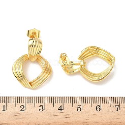 Серьги-гвоздики с подвесками в форме ромба из латуни&nbsp;EJEW-F389-02G