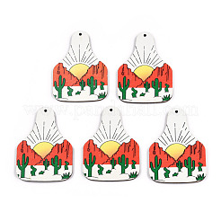 Большие подвески из липы с односторонним принтом WOOD-N006-197B