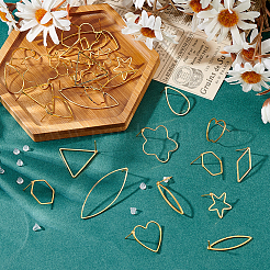 40 шт. 10 стиля латунных полых геометрических серег-гвоздиков&nbsp;EJEW-PH0001-30