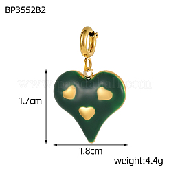 Подвески в форме сердца из нержавеющей стали 304 с эмалью&nbsp;STAS-OY004-09G