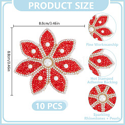 10 pz di strass hotfix a forma di fiore&nbsp;AJEW-DR0001-87B