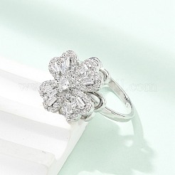 Вращающиеся открытые манжеты-кольца для женщин с клевером RJEW-R007-02P