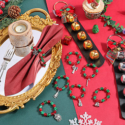 Рождественская тема стеклянные бусины кольца для салфеток&nbsp;AJEW-SC00031