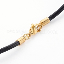 レザーコードネックレス作り  304ステンレススチールのロブスタークロウ留め金付き  ブラック  20インチ（50.8cm）  3mm&nbsp;X-MAK-L018-06C-01