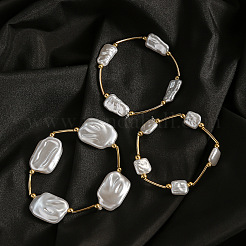 3 шт. 3 стильных браслета из латуни и искусственного жемчуга для женщин FS-WGEC677-01