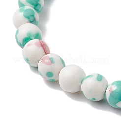 Pulseras elásticas de cuentas de jade blanco sintético para mujeres y hombres&nbsp;BJEW-JB11300-04