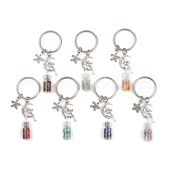 7 шт. 7 стиля стеклянной бутылки с чакральным кристаллом внутри брелока KEYC-JKC01393-01