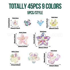45 capuchon de perles en acrylique transparent de 9 couleurs.&nbsp;MACR-TA0001-92